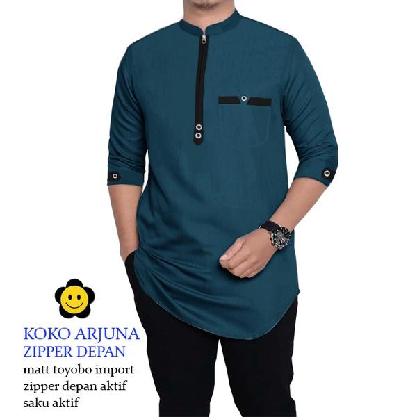 Gambar Baju Koko Qurta Pria Baju Koko Pria 3/4 Kurta Pria Jumbo Adem XXXL - Tosca, M dari Mahendra Infotech Store undefined Tokopedia