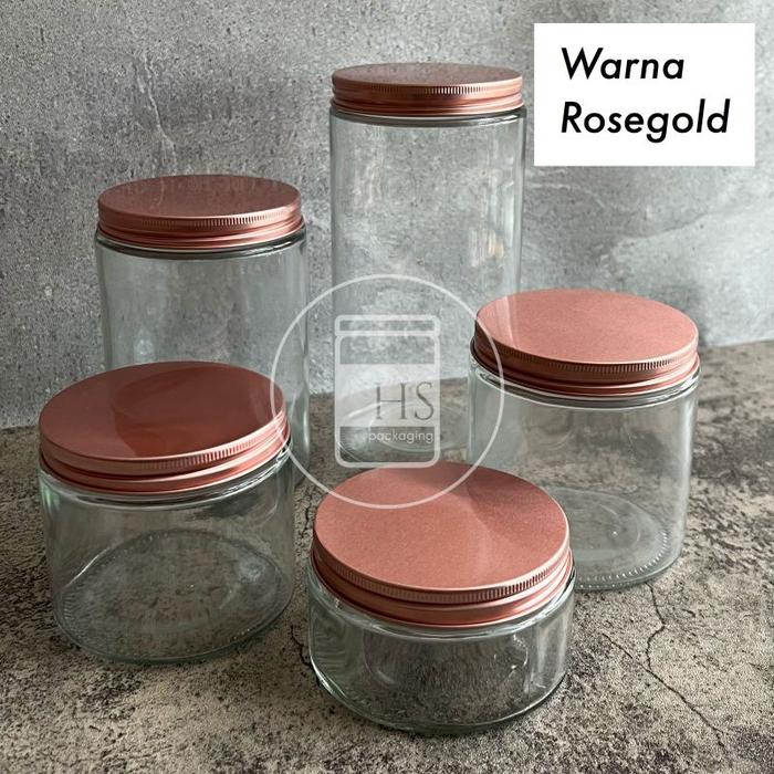 Gambar ToplesKaca250ml 400ml500ml700ml1000ml/JarKaca /Topleskue - RoseGold, 500ml dari HS PACKAGING undefined Tokopedia