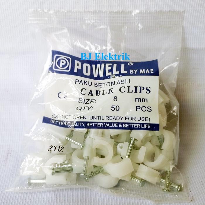 Gambar Klem Kabel Powell Nomor 6mm 7mm 8mm 9mm 10mm Isi 50 pcs Paku Beton - 8mm dari BJ-Elektrik undefined Tokopedia