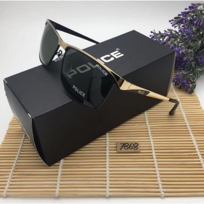 Gambar (COD) KACAMATA HITAM PRIA KACAMATA POLARIZED ANTI SILAU police 7868 - Gold, One size dari AZWAR STORE1 Jakarta Selatan Tokopedia