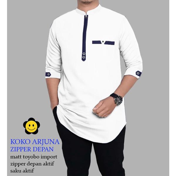 Gambar Baju Koko Qurta Pria Baju Koko Pria 3/4 Kurta Pria Jumbo Adem XXXL - Putih, L dari Mahendra Infotech Store undefined Tokopedia