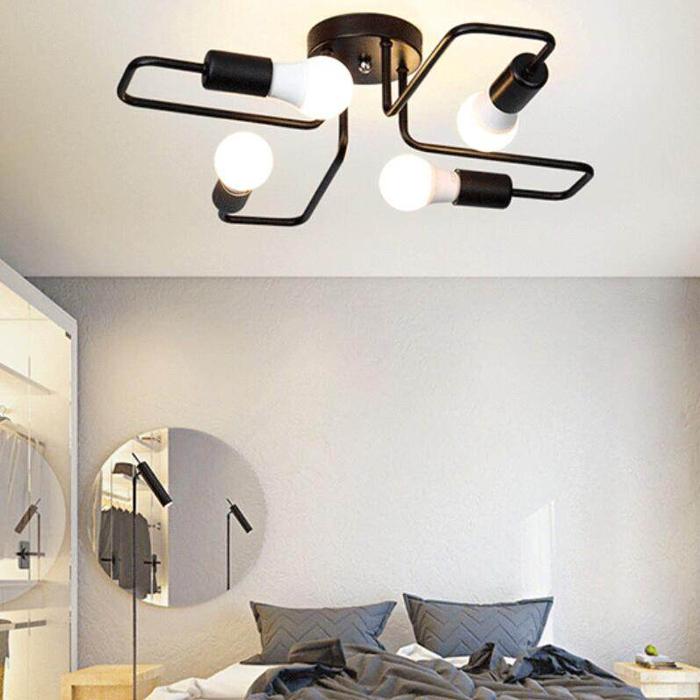 Gambar Lampu Plafon Flush Mount Modern Sputnik Vintage Pencahayaan Ruangan - Black-4 lights dari YOIKI JKTSTORE undefined Tokopedia