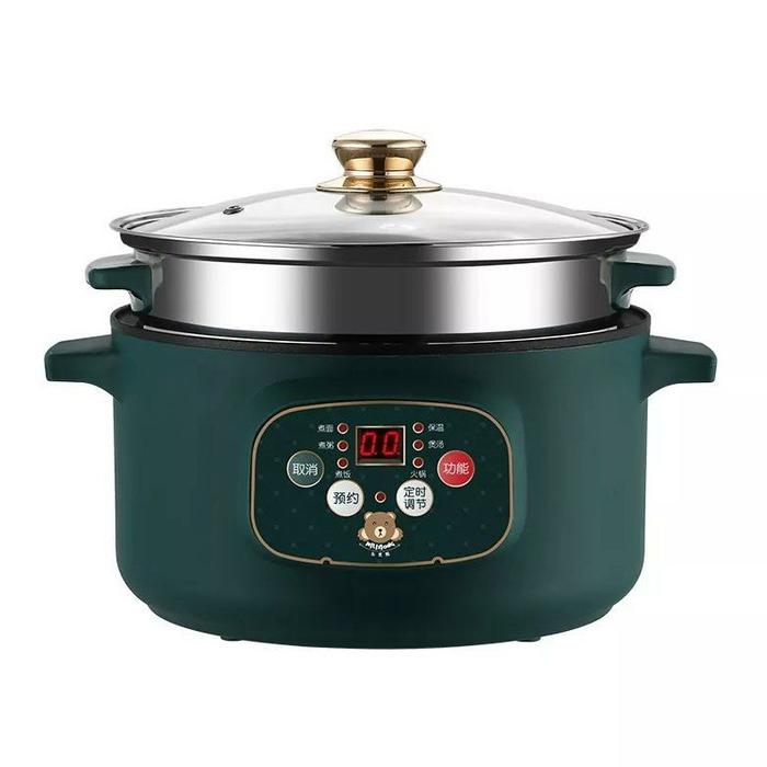 Gambar Panci Listrik Serbaguna 3.2L Free Kukusan Panci Listrik Besar Hot Pot - Dark Green dari Lockgamerz Electronic undefined Tokopedia