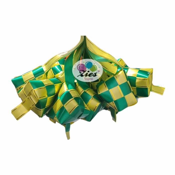 Gambar hiasan idul fitri ketupat / hiasan parcel lebaran ketupat 7cm - hijau gold dari Istanaparty undefined Tokopedia