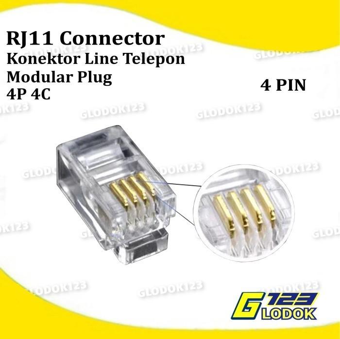 Jual Connector RJ11 Jack Telephone Line 4 Pin Konektor 6P4C Modular ...
