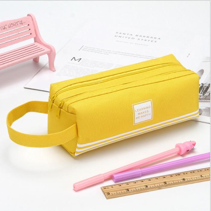 Gambar Kotak Pensil Dan Stationery Dual Zipper / Dompet Pensil 2 Pouch-S252 - Kuning dari Madan_Home undefined Tokopedia