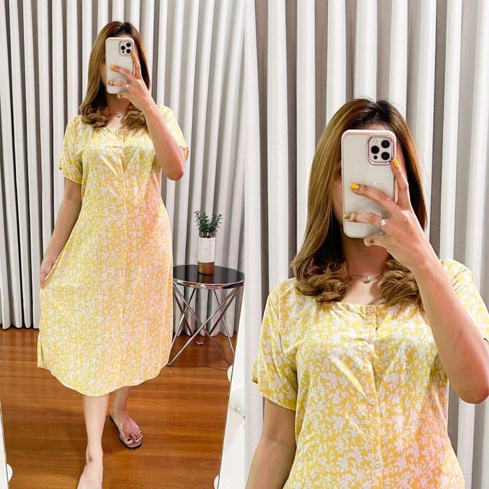 Gambar DASTER RAYON FULL KANCING BUSUI VIRAL BAJU RUMAHAN DRESS HOME WEAR Z4L - MUSTARD dari PEHH PIYAMA undefined Tokopedia