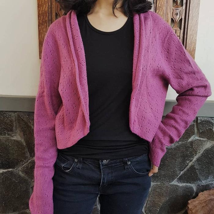 Gambar THRIFT CARDIGAN OUTER PRELOVED - PURPLE KNIT dari Funsized Thrift undefined Tokopedia