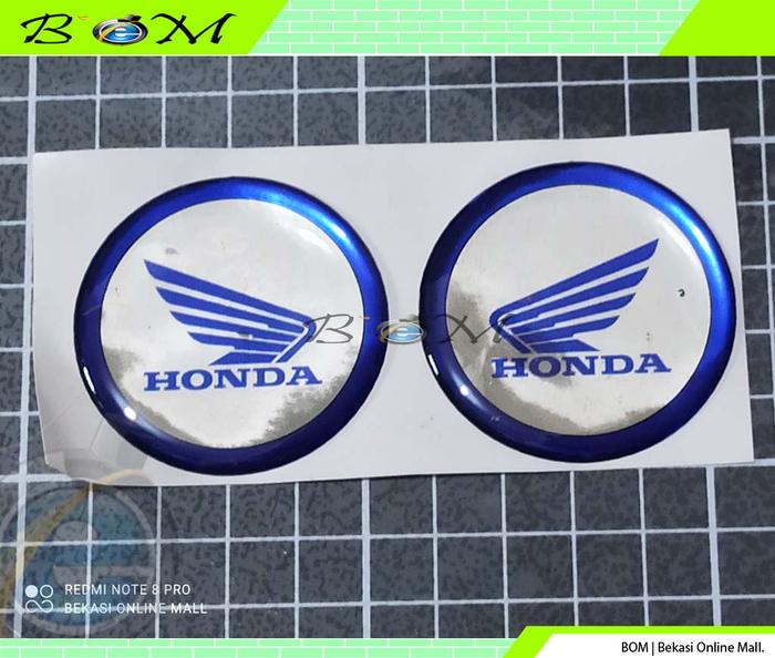 Gambar emblem logo lambang honda sayap bulat lingkaran chrome biru dari Dunia cutting sticker undefined Tokopedia