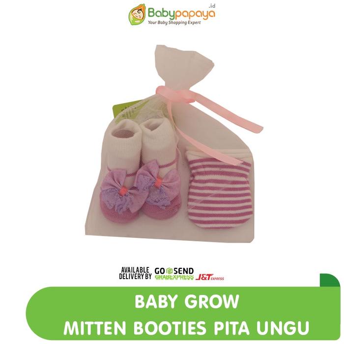 Gambar BABY GROW Mitten Booties Set Karakter / Sarung Tangan & Kaos Kaki Bayi - Pita Ungu dari Babypapayaid undefined Tokopedia