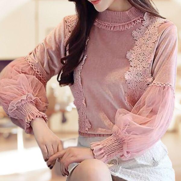 Gambar Atasan wanita lengan panjang 6181 baju Blouse Tricia Import 01 - Pink dari Suka Belanja25 undefined Tokopedia