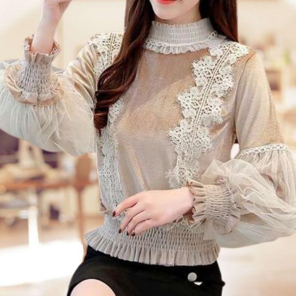 Gambar Atasan wanita lengan panjang 6181 baju Blouse Tricia Import 01 - Latte dari Suka Belanja25 undefined Tokopedia