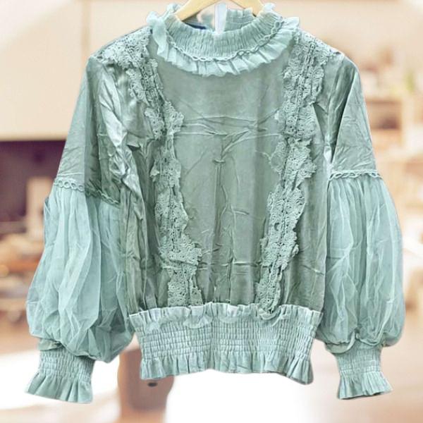 Gambar Atasan wanita lengan panjang 6181 baju Blouse Tricia Import 01 - Hijau dari Suka Belanja25 undefined Tokopedia