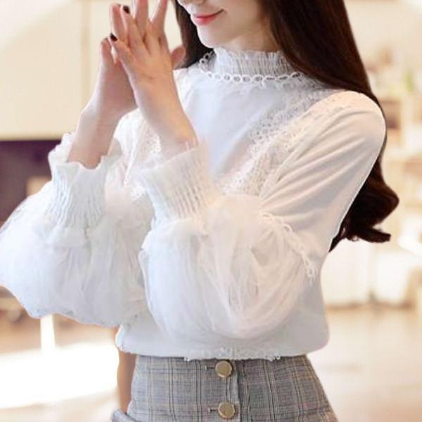 Gambar Atasan wanita lengan panjang 6181 baju Blouse Tricia Import 01 - Putih dari Suka Belanja25 undefined Tokopedia