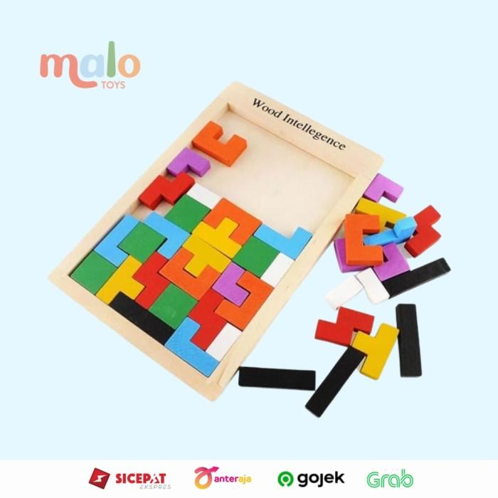 Gambar Tetris Puzzle Mainan Edukasi Wood Wooden Toy Kayu Tangram Edukasi Anak - Tetris dari Malo Toys undefined Tokopedia