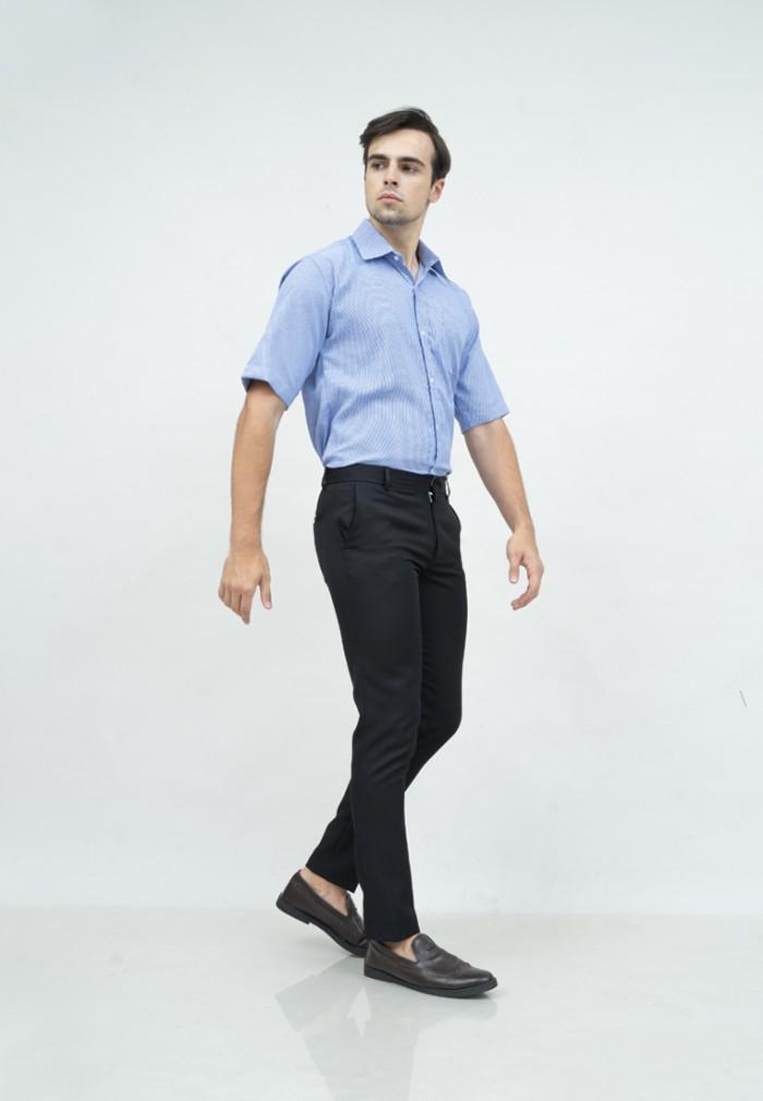 Gambar Kemeja slim fit lengan pendek pria kerja Biru Houndstooth Houseofcuff - XL dari House of Cuff undefined Tokopedia