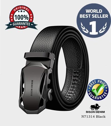 Gambar Ikat Pinggang Pria Kulit Asli Bison Denim SQIU Original Model Rel - 120cm+box biasa, Hitam dari Gadget Crown undefined Tokopedia