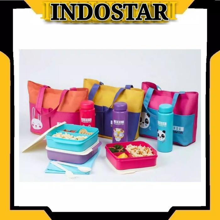 Gambar Lunch Box Set Kotak Bekal Makan 1 Plus Tas Tempat Anak dari Sad Mummy Store undefined Tokopedia