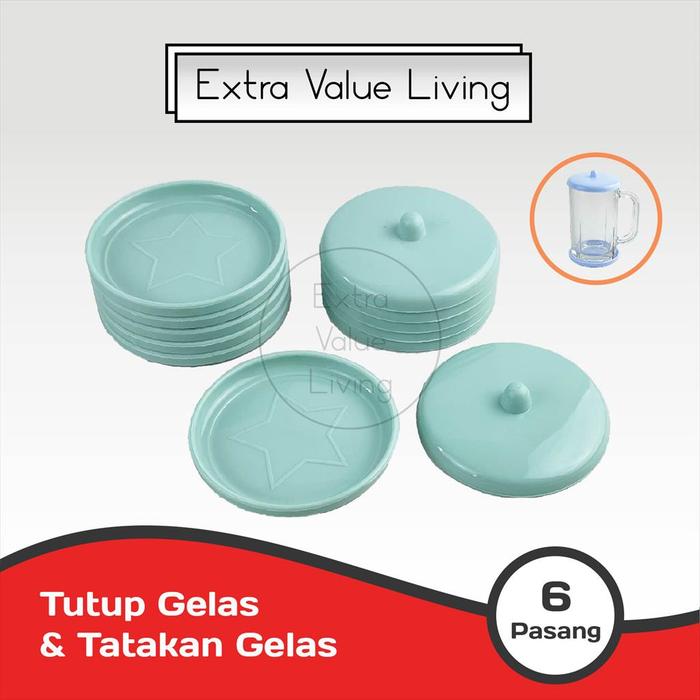 Gambar YOSHIKAWA Tutup Tatak Gelas Set 6 Pasang 8 CM Plastik T-080 - HIJAU dari Extra Value Living undefined Tokopedia