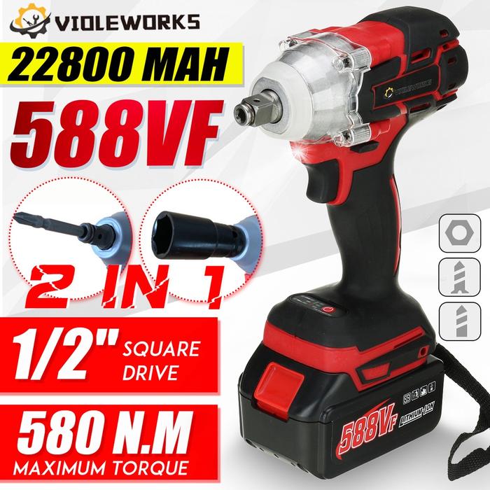 Gambar Kunci Pas Elektrik Tanpa Kabel 1/2" 22800mah 588VF Untuk Power Tool - 1 x Baterai dari Lidya O.K Shop undefined Tokopedia
