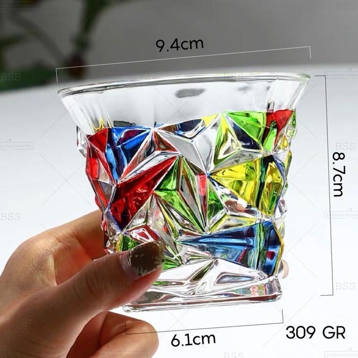 Gambar Rainbow Stained Glass gelas Kaca beer vodka Air Minum old fashioned - crystal dari Bandung Stainless Steel undefined Tokopedia