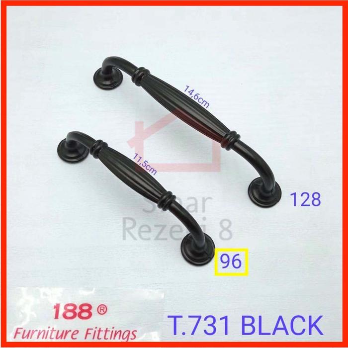 Gambar Tarikan Laci Hitam BLACK Handle 731 Pintu Lemari Dapur Knob Klasik - T.731-96 BLACK dari Sinar Rezeki 8 undefined Tokopedia