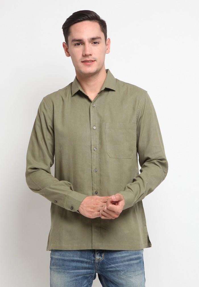 Gambar Larusso X TENCEL Kemeja Basic Panjang - Olive Green - S dari LARUSSO STORE undefined Tokopedia