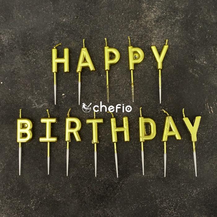 Gambar Chefio Lilin Birthday Alphabet / Lilin Kue Ulang Tahun Huruf Metalik - Gold dari Chefio Kitchenware Kota Tangerang Tokopedia