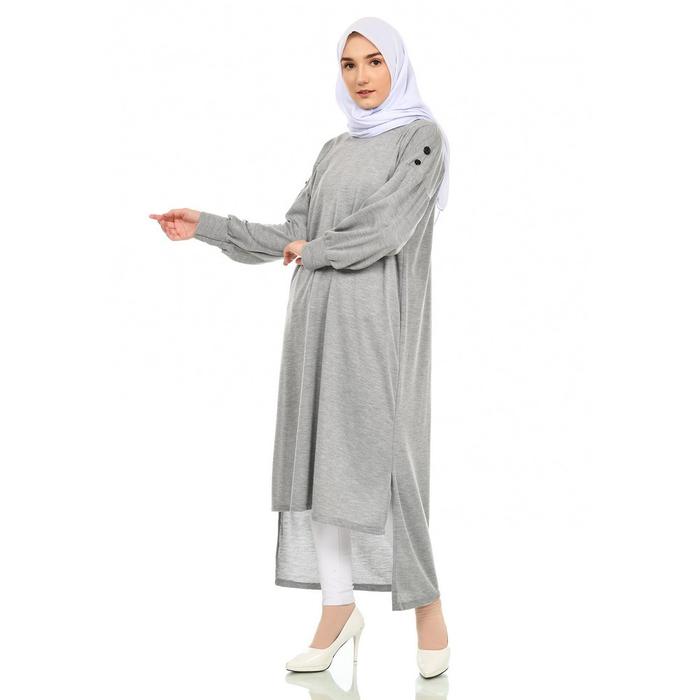 Gambar Oversize Plain Patterned Tunic Baju Jumbo Kurung Atasan Muslim Bigsize - LIGHT GREY dari Cutefit undefined Tokopedia