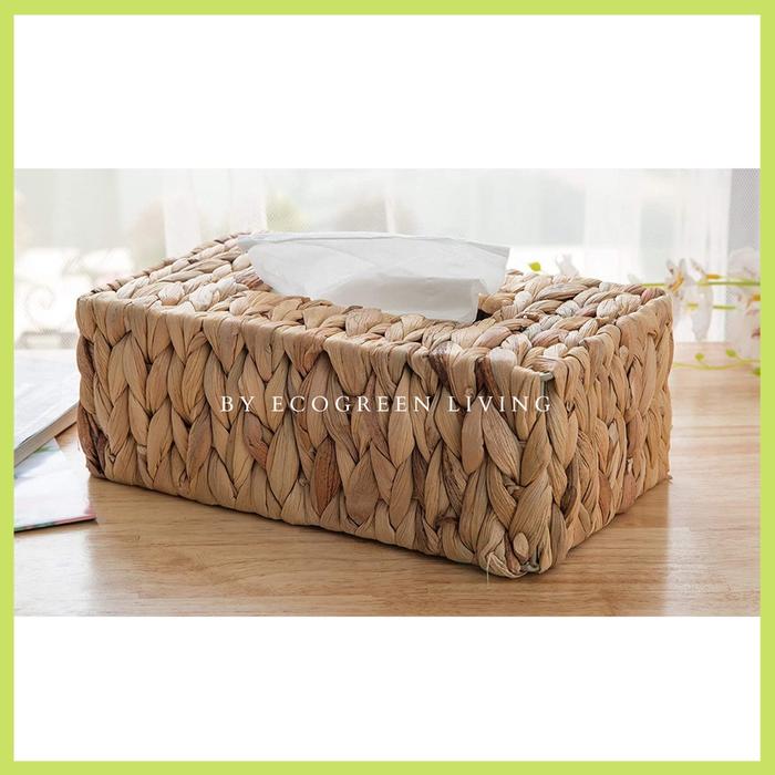 Gambar Tissue Box / Tempat Tisu / Kotak Tisu Tissue Box Anyaman Enceng Gondok - PERSEGI PANJANG dari ECOGREEN LIVING undefined Tokopedia