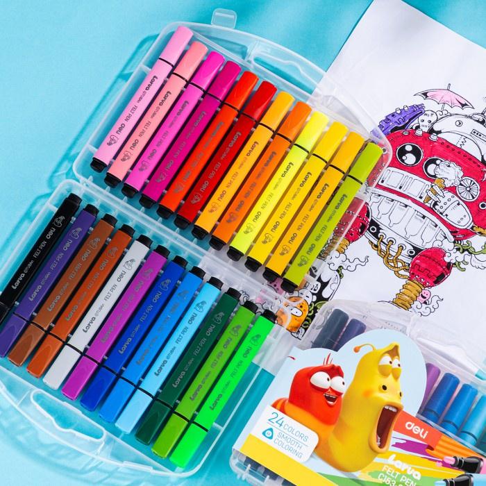 Jual Deli Larva Felt Pen Spidol Warna 24 EC153-24 Kota - Main Image
