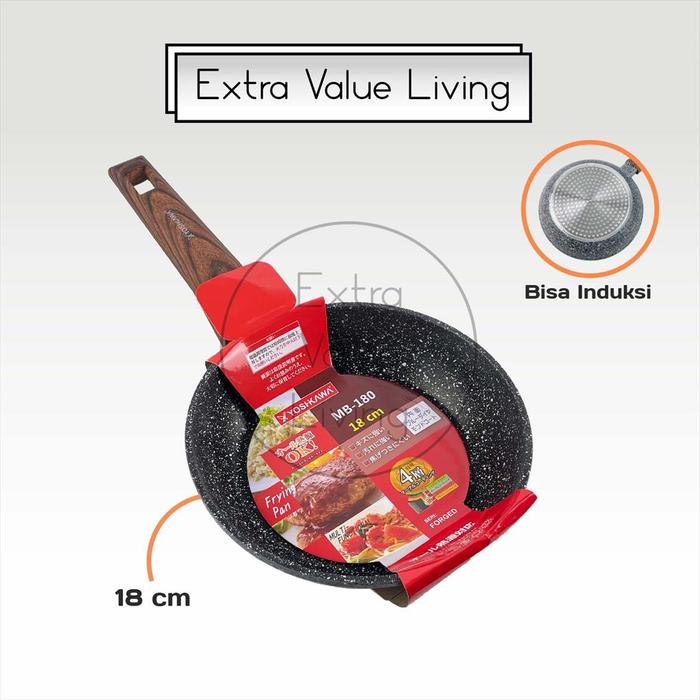 Gambar YOSHIKAWA Panci Fry Pan Marble Penggorengan Anti Lengket 16 - 26 CM - 18 CM dari Extra Value Living undefined Tokopedia