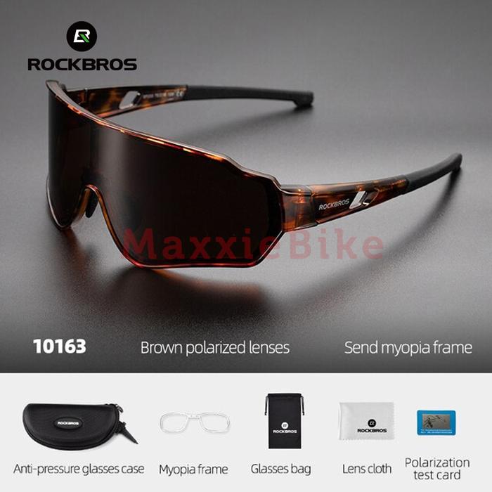 Gambar ROCKBROS Kacamata Sepeda 10163 Polarized Cycling Sunglasses - Brown dari Maxxiebike undefined Tokopedia