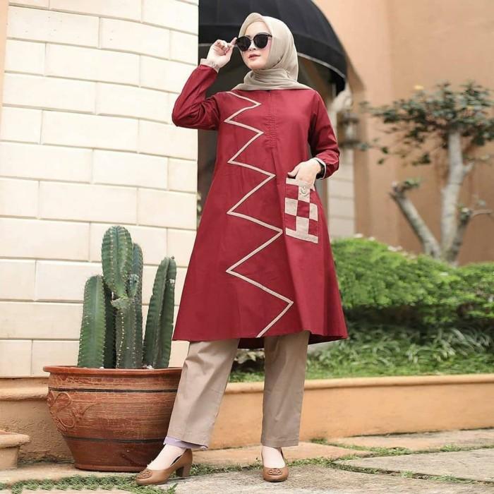 Gambar VIP Fashion Hijab Style SET 2 IN 1 KAIN MOSSCRAPE ( ATASAN + BAWAHAN ) - MAROON, L dari BA Espoir undefined Tokopedia
