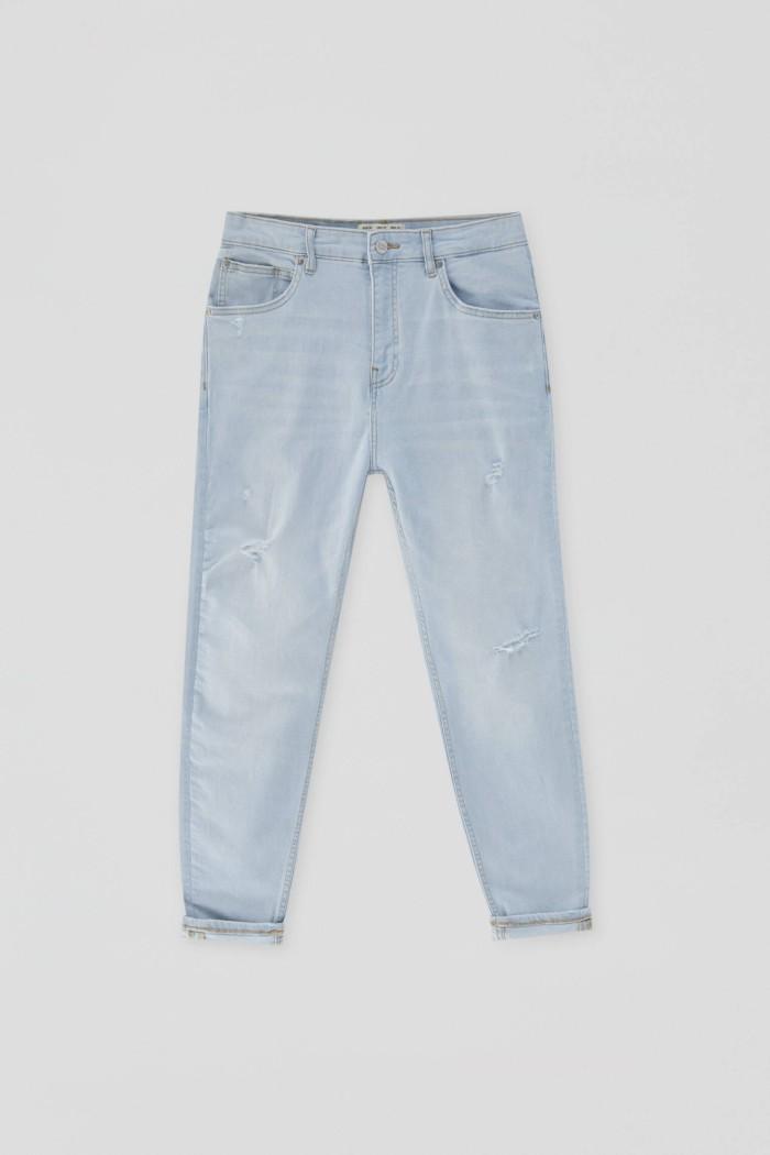 Ripped Jeans Pull And Bear Jean Boyfriend LIGHT BLUE CARROT FIT