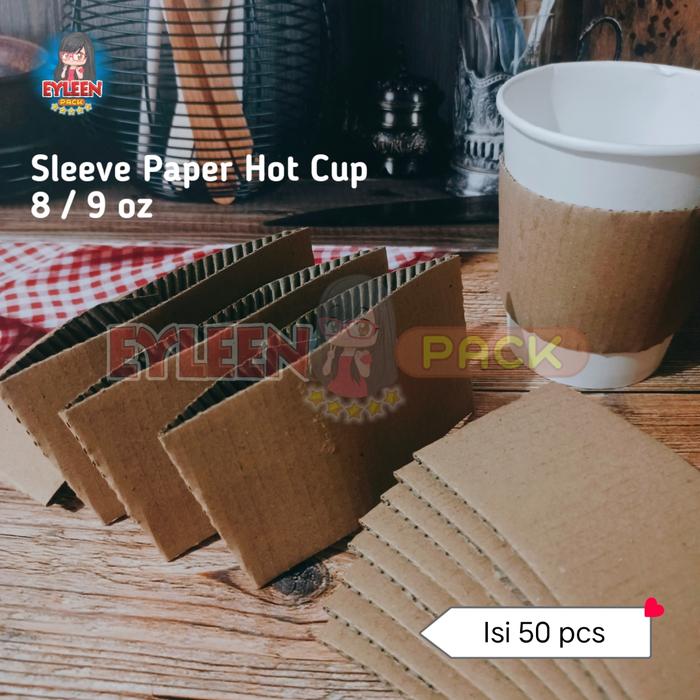 Jual Sleeve Paper Hot Cup 8 oz isi 50 pcs Kertas Penahan Panas ...