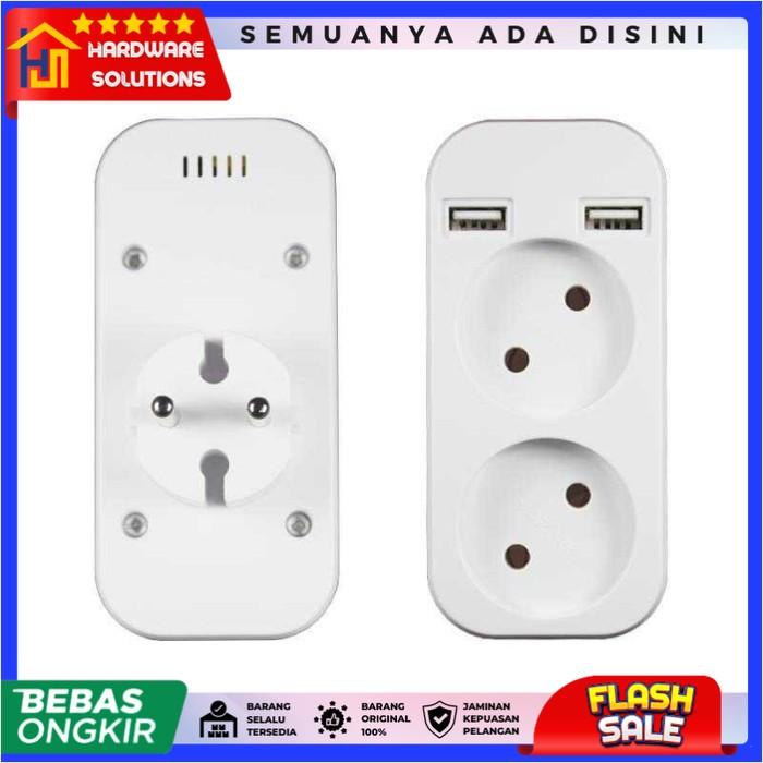 Jual Stop Kontak Listrik 2 EU Plug + 2 USB Port - CX89 - Jakarta Barat ...