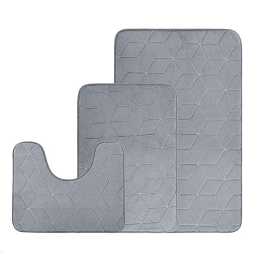 Gambar Bath Mat Rug 3 Piece Set, Large, Small and Contour-Grey dari Home and Kitchen USA undefined Tokopedia