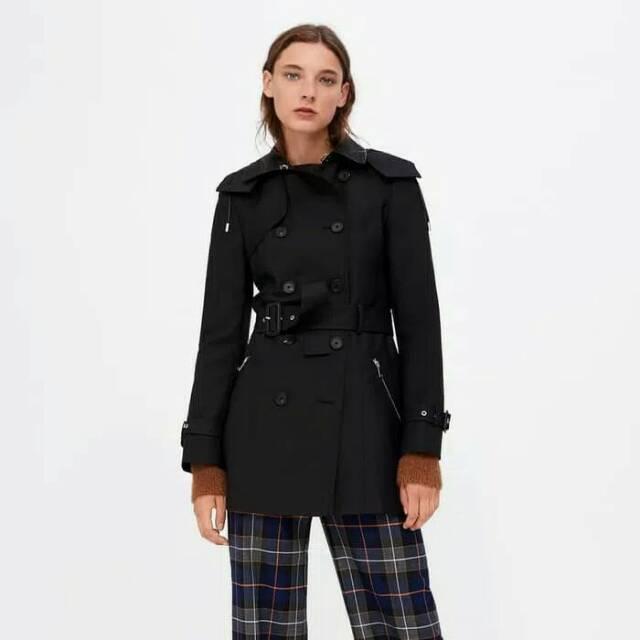 Jual ORIGINAL HOODIE TRENCH COAT ZARA WOMEN JAKET MANTEL MUSIM