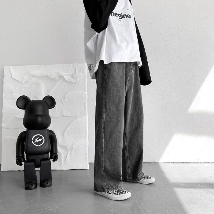 Gambar Gaya Jepang Korea jeans pria celana kulot oversize pria celana jeans - 04Abu-abu, L dari Safety Market Jakarta 2 undefined Tokopedia