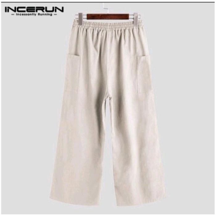 Gambar catton linen pants men,s Chinese pants wide leg staraight loose - Begie, All Size dari Safety Market Jakarta 2 undefined Tokopedia