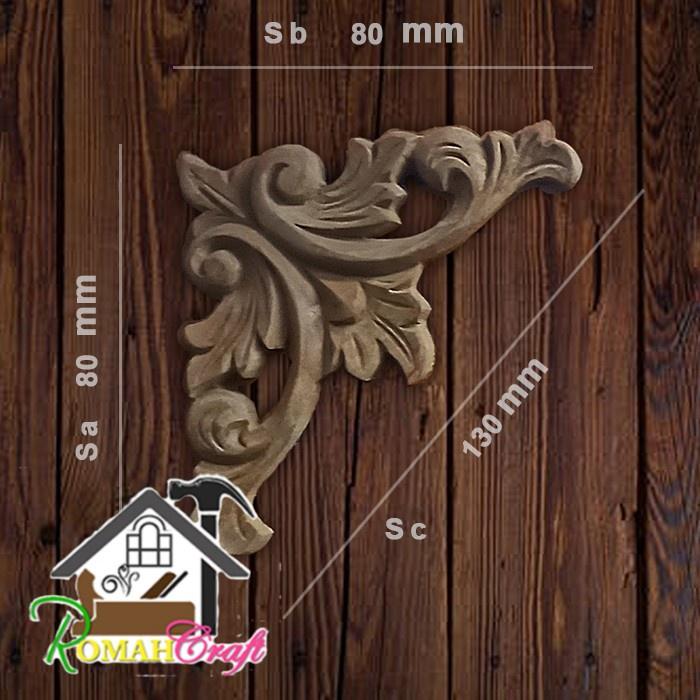 Jual JE350 Ornamen Kayu Siku 13x8 cm A.JS114 ukiran Dekorasi Pintu