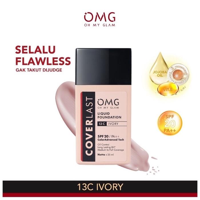 Gambar OMG Oh My Glam Coverlast Liquid Foundation High Coverage 6Shades - 13C Ivory dari Rumah Skincare 888 undefined Tokopedia