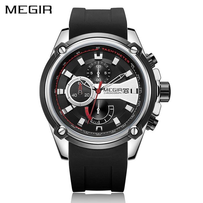 Gambar MEGIR 2086 Jam Tangan Pria Analog Chronograph Tali Silicone Original - Hitam Silver dari MICKTRIBE.ID undefined Tokopedia