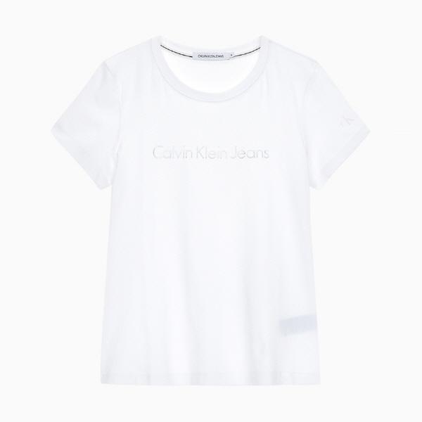 Gambar CK Jeans - Kaos Wanita - SS CREW NECK METALLIC LOGO 2_Bright White - Bright White, L dari Calvin.Klein undefined Tokopedia