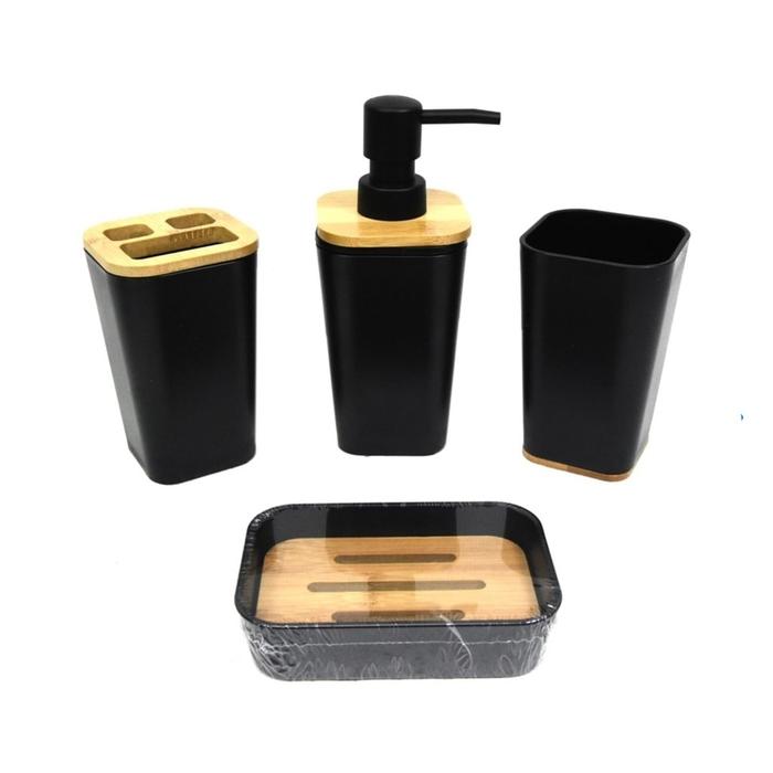 Gambar Tempat Sabun 4 Set Kris Bathroom Accessories / Aksesoris Kamar Mandi - Hitam dari Kytara undefined Tokopedia