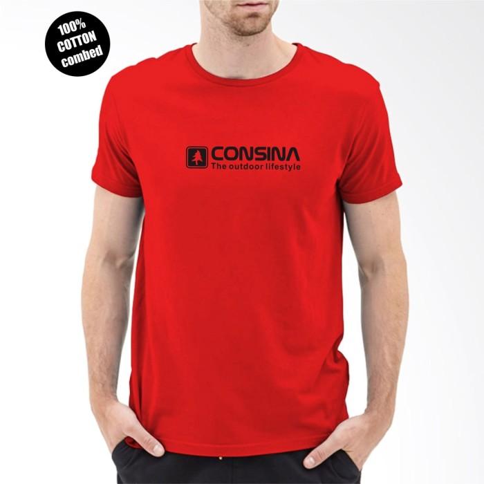 Gambar Baju Atasan Kaos Distro pria consina text Hitam Super premium - Merah, XL dari RVFashionshop undefined Tokopedia