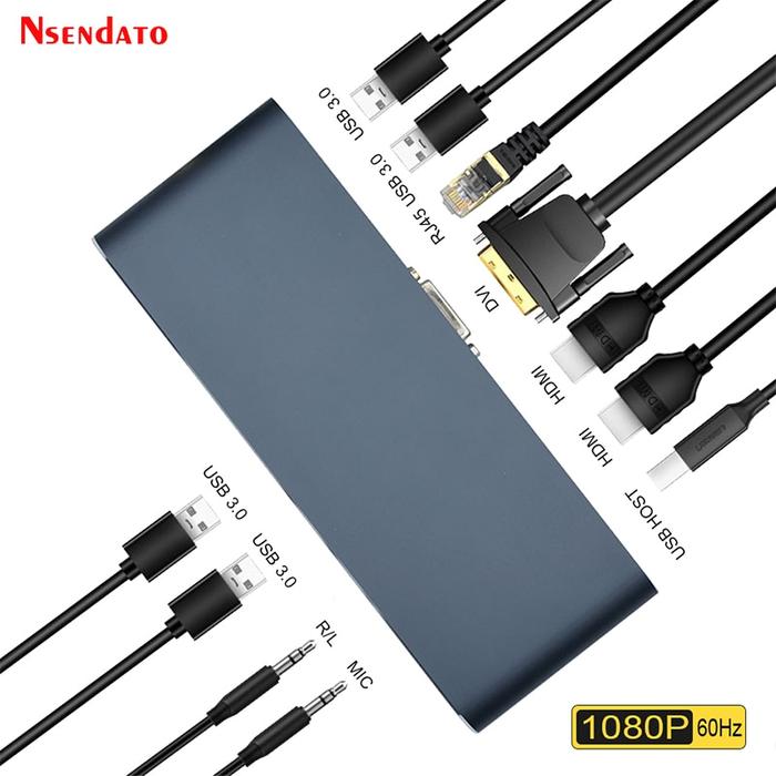 Jual Multi-display universal docking station USB C HUB 2X