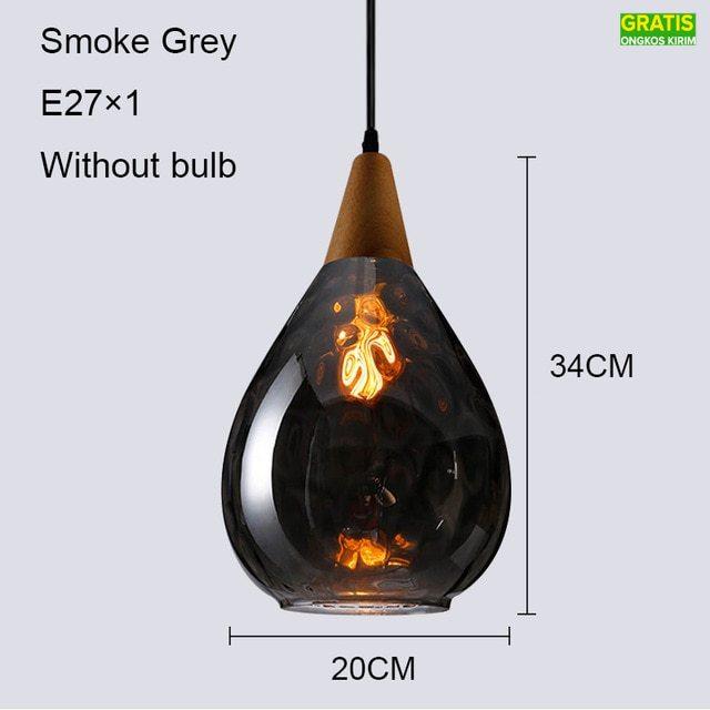 Gambar A.S Lampu Gantung LED Bentuk Tetesan Air Bahan Kaca Untuk Dekorasi Bar - Abu-abu 20CM, Cahaya putih dari Arieleza Store undefined Tokopedia
