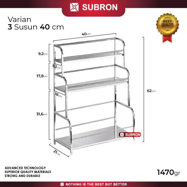 Gambar SUBRON Rak Bumbu Masak Peralatan Dapur Stainless 40cm 50cm 2 3 Susun M - 3 Susun 40cm dari SUBRON KITCHENWARE undefined Tokopedia